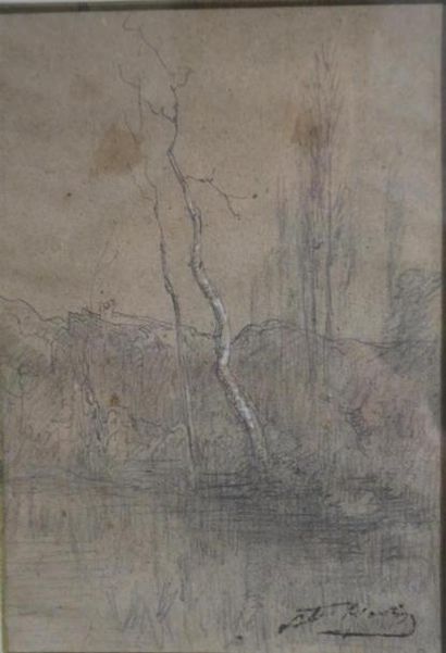 null François Auguste Ravier (1814-1895)
Etude d'arbres
Mine deplomb, rehaut de craie...