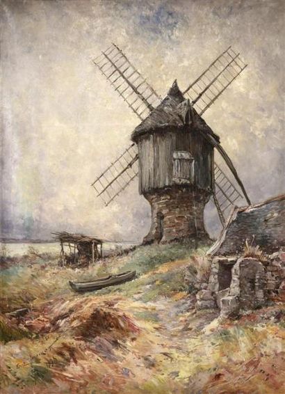 null Emile Noirot (1853-1924)
Le moulin à Saint Briac, 1895
Huile sur toile
Signée,...