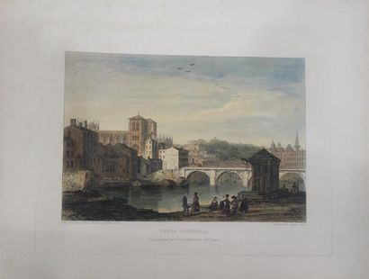 null LYON - XIXe siècle
Vue du pont Tilsitt 
Vue de la cathédrale Saint Jean 
Embarcadère...
