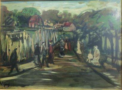 null Sylvain Vigny (1903-1970)
Promenade sur le pont
Huile sur papier collé sur toile
Signée...