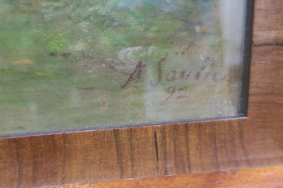 null A. Soulie ? (XIXème siècle)
"Bergère à l'abri du vent" 1892
Pastel sur papier
Signé...