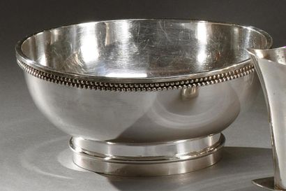 null Jean Desprès (1889-1980)
Coupe ronde en métal argenté à décor de perles en frise...