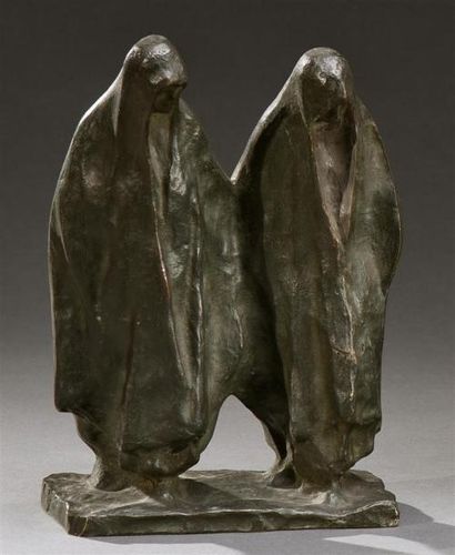 null Lucy Hautot (1882-1935) attribué à 
" Deux mauresques "
Bronze à patine brun...