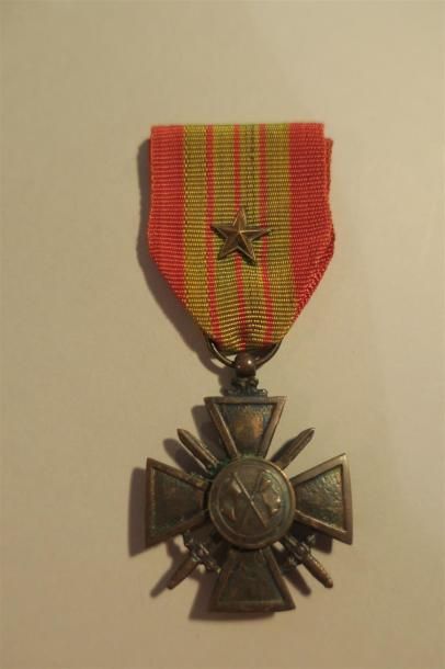 null France- Croix de guerre Giraud, ruban local, module de 36 mms, rare
