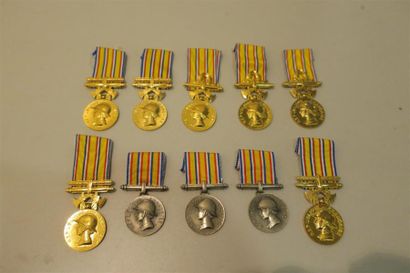 null France- Médailles des sapeurs-pompiers, lot de 10