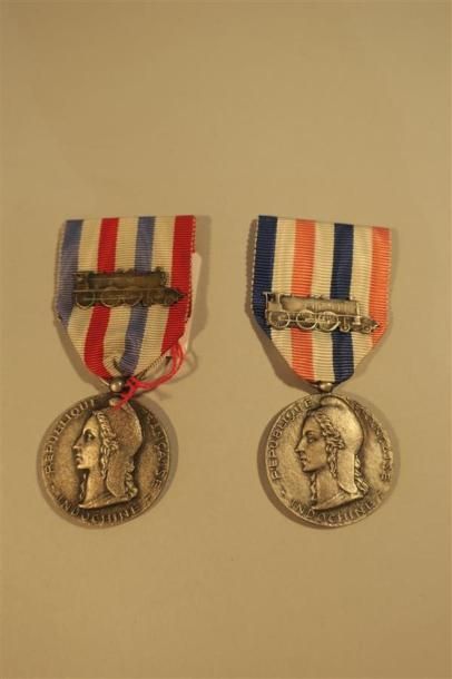null France Indochine - Médaille d'honneur des chemins de fer, lot de 2, rare