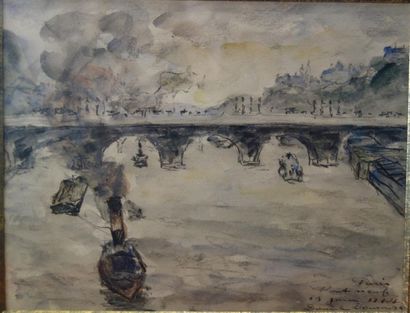 null Daniel Dourouze (1874-1923)
"Paris, le pont Neuf"1914
Dessin au fusain et à...