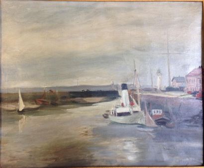 null Henri HAYDEN (1883-1970).
Port en Bretagne.
Huile sur toile.
Signé en bas à...