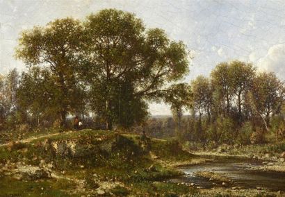 null Jean Alexis Achard (1807-1884)
"Paysage"
Huile sur toile
Signée en bas à gauche
22...