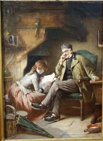 null Jacques-Louis Gay (1851-1925)
"La lecture" 1888 
Huile sur toile 
Signée et...