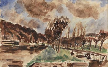 null André Dunoyer de Segonzac (1884-1974)
Un Canal
Encre et aquarelle sur papier
Signé...