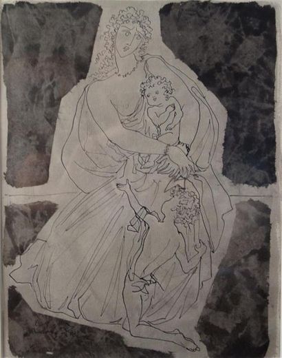 null Léon Zack (1892-1980)
"Maternité"
Lavis d'encre et crayon sur papier
Signé en...