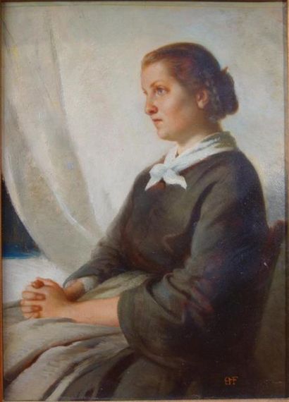 null Henri Blanc-Fontaine (1819-1897)
"Portrait de jeune femme"
Huile sur carton...