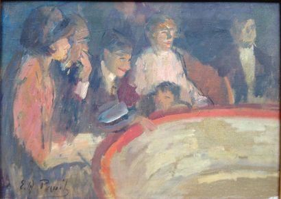 null Elie Anatole PAVIL (1873-1948).
La loge au théâtre.
Huile sur toile.
Signé en...