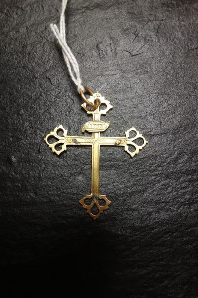 null Croix de Savoie ancienne en or jaune 18K (750/oo) (manque le Christ) Poids brut...