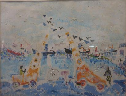 null Armand Avril (né en 1926)
Port
Huile sur papier
A vue : 48 x 62 cm 
Provenance...