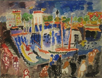 null Armand Avril (né en 1926)
Le port, la nuit
Gouache sur papier
Signé en bas à...