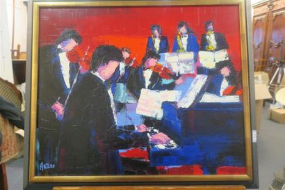 null Huile sur toile, signé en bas à gauche ARTERO, représentation d'un concerto