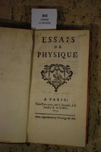 null [CHESAUX (Jean Philippe Loys de)]. ESSAIS DE PHYSIQUE. PARIS, DURAND, 1743....