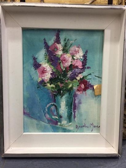 null Nicole Marc.
Bouquet de lilas.
Huile sur toile signée en bas à droite
35x27...