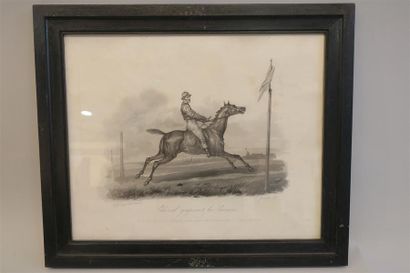 null Carl VERNET (1758-1836).
Cinq gravures représentant des cavaliers et leurs montures,...