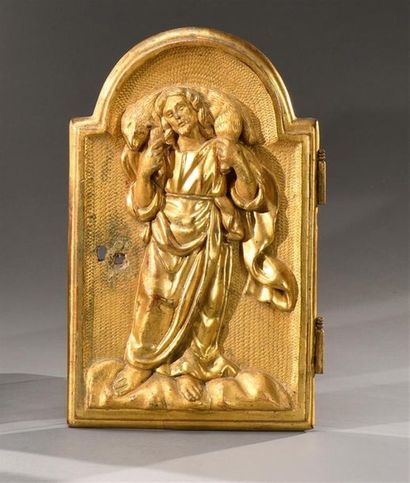 null Porte de tabernacle en bois sculpté et doré représentant le " Bon Pasteur ".
XVIIIème...
