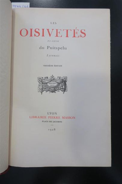 null Les oisivetés du Sieur du Puis Pelu, Lyon, 1928