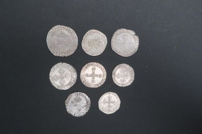 null HENRI III (1574-1589) lot de 8 pièces au nom de Henri III : Franc, 1578 O (lartessut),...