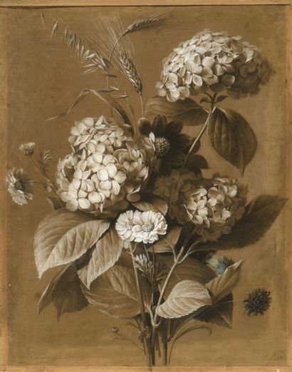 Ecole lyonnaise du XIXème siècle. Bouquet...