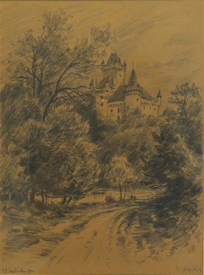 Joannès Drevet (1854-1940). Château, 1892....