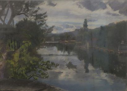 René Besson (1904-?). Paysage. Pastel sur...