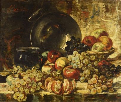 null Jacques Martin (1844-1919).
Nature morte aux fruits.
Huile sur toile.
Signé...