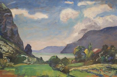 Ernest Deluermoz (1881-1915). Paysage, lac...