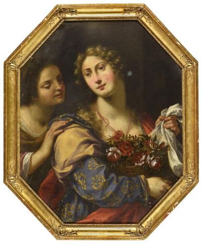 null BALASSI Mario (Attribué à). 
Florence 1604 - id. ; 1657
Jeune femme à la corbeille...