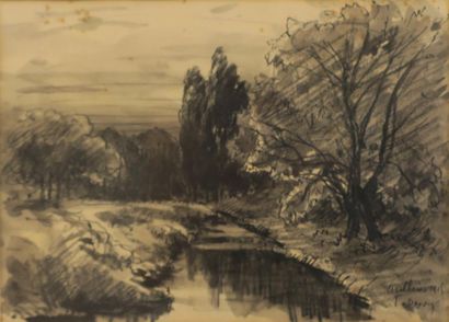 null Joannès Drevet (1854-1940).
Près d'Oullins.
Encre sur papier.
Signé, situé en...