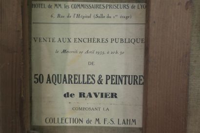 null François-Auguste Ravier (1814-1895).
Paysage de Crémieu.
Huile sur papier collé...