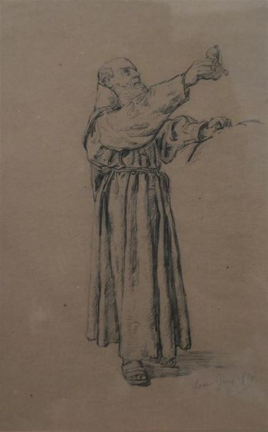 null Louis Guy (1824-1888).
Saint-François d'Assise, 1879.
Fusain sur papier bistre.
Signé,...