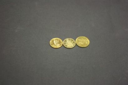 null Trois médailles commémoratives en or jaune 18K (750/oo) Poids brut : 19,93 ...