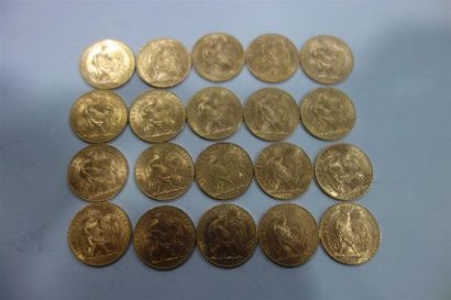 null 20 PIECES 20F or jaune, FRANCE. 128g
LOT VENDU SUR DESIGNATION, NON PRESENT...