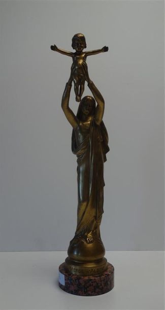 null Albert Roze (1861-1952)
" Vierge d'Albert ", 1934.
Epreuve en bronze doré, fonte...