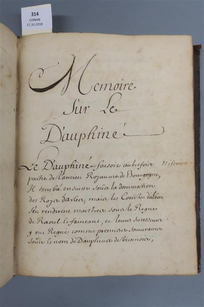 null [DAUPHINÉ - MANUSCRIT. MÉMOIRE CONCERNANT LA PROVINCE DE DAUPHINÉ.
MANUSCRIT,...