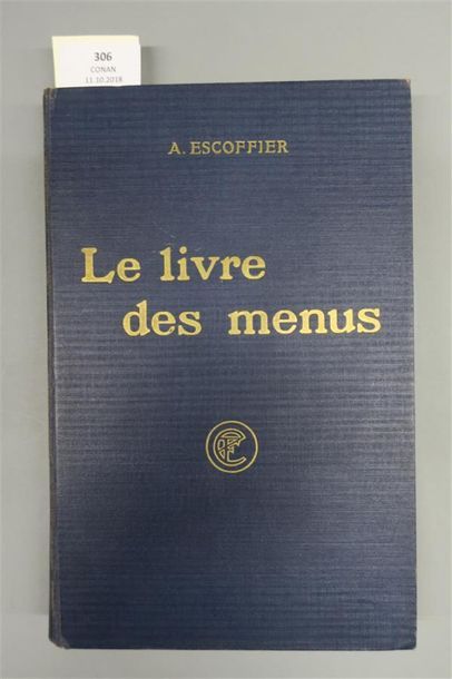 null ESCOFFIER (Auguste). LE LIVRE DES MENUS Complément indispensable du Guide Culinaire....