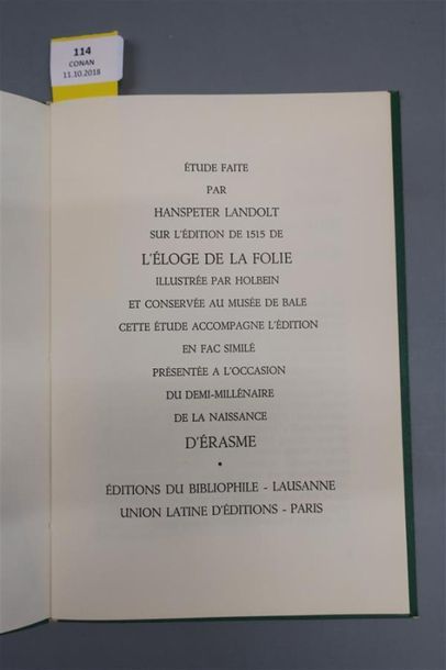 null ERASME. ÉLOGE DE LA FOLIE. Présentation, traduction et notes par Jacques et...