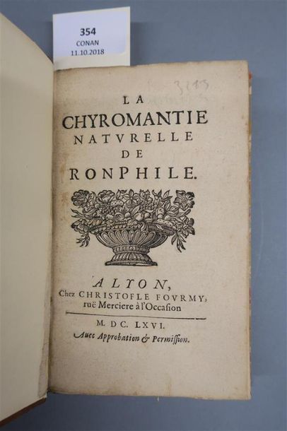 null RAMPALLE. LA CHYROMANTIE NATURELLE DE RONPHILE. LYON, CHRISTOFLE FOURMY,
1666....