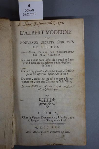 null [ALLETZ (Pons - Augustin)]. L'ALBERT MODERNE, ou Nouveaux Secrets éprouvés et...