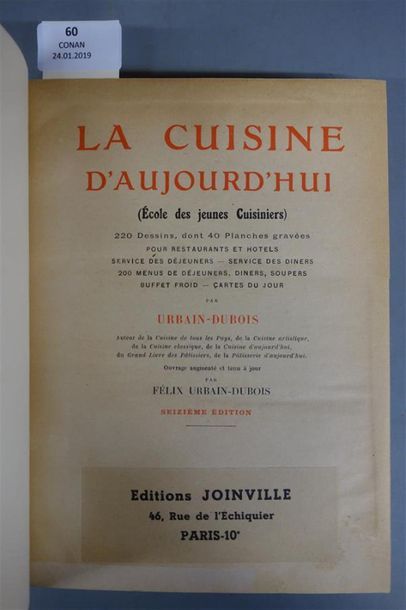 null DUBOIS (Urbain). LA CUISINE D'AUJOURD'HUI (École des jeunes cuisiniers). Pour...
