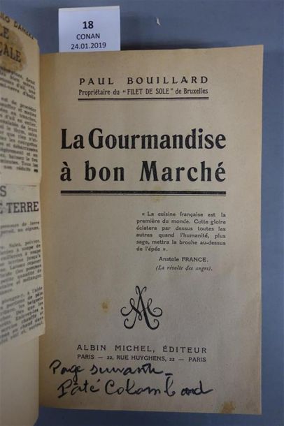 null BOUILLARD (Paul). LA GOURMANDISE À BON MARCHÉ. PARIS, ALBIN MICHEL, 1925. Un...