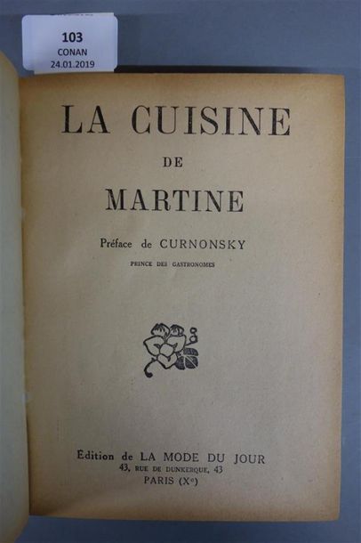null MARTINE. LA CUISINE DE MARTINE. Préface de Curnonsky Prince des Gastronomes....
