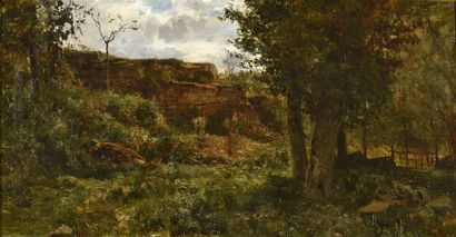 null Adolphe Appian (1818-1898)
Paysage à la barrière
Huile sur toile.
Signé en bas...