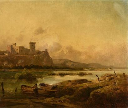 null Antoine Claude Ponthus-Cinier (1812-1885)
Château en bord de mer 
Huile sur...